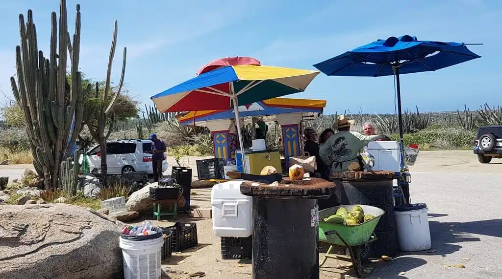 The street stall In front Alto Vista chapel in Aruba where you can buy refreshments