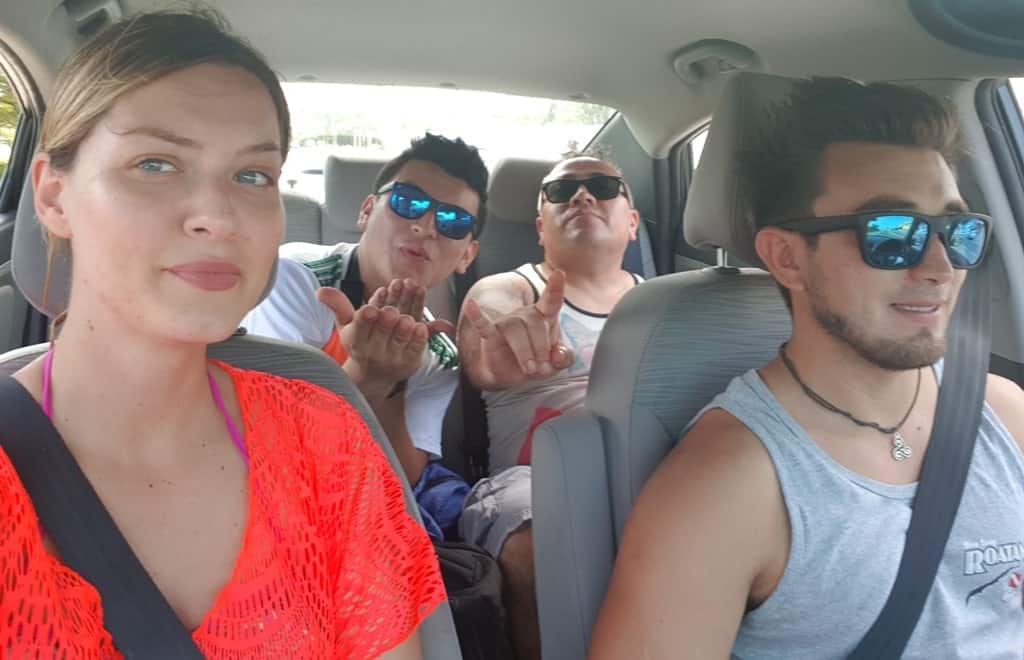 In the car with my friends, heading to the Eagle beach, Aruba