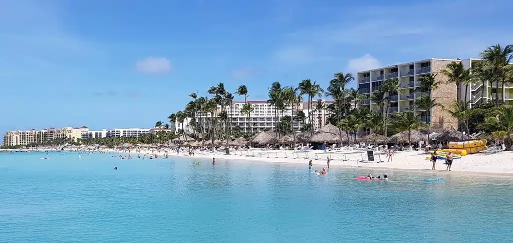 Palm Beach in Aruba, the view from a beach bar