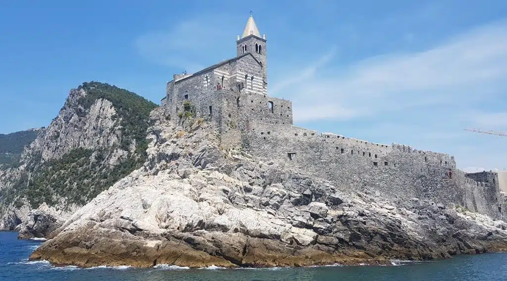 The view of the Church of St. Peter by boat, Portovenere