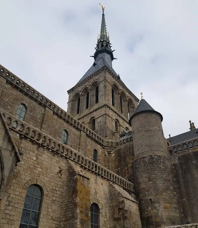 On top of the abbey Mont Saint-Michel, there is a 19th-century statue of the Archangel St. Michael covered with gold