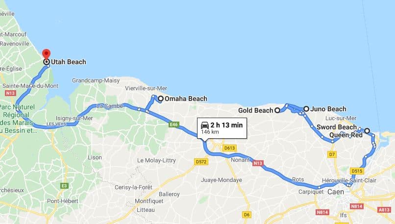 Normandy beaches map
