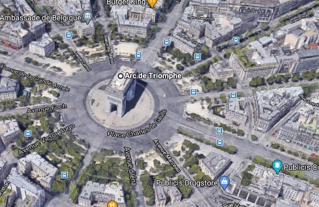 Place de l'Étoile and the Arc de Triomphe in the middle