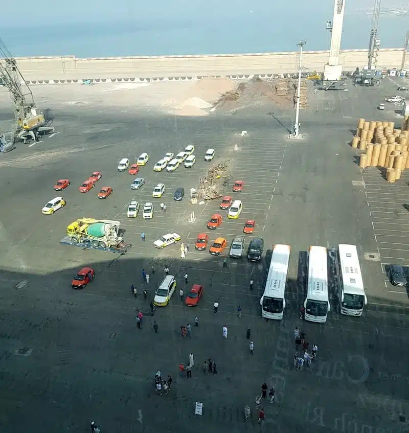 Taxi drivers waiting for cruise ship passengers on the cruise terminal in Agadir, Morocco