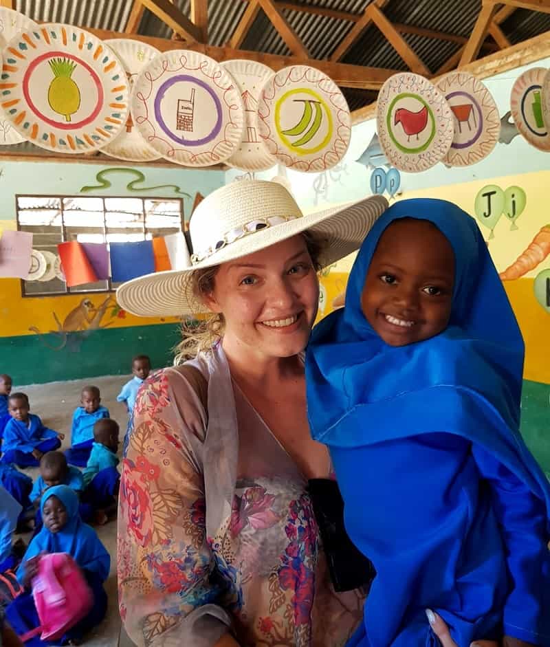 Playing with a kid at a local school in Jambiani village, Zanzibar