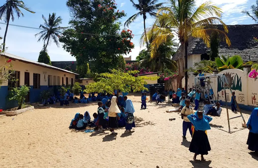 Kids playing in the school yard during a break, Jambiani Zanzibar