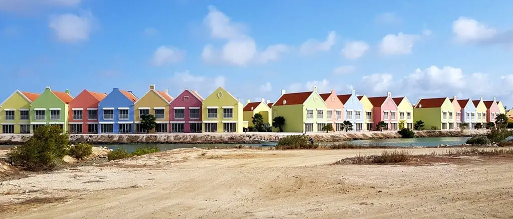 Colorful houses in Kralendijk, the capital of Bonaire island