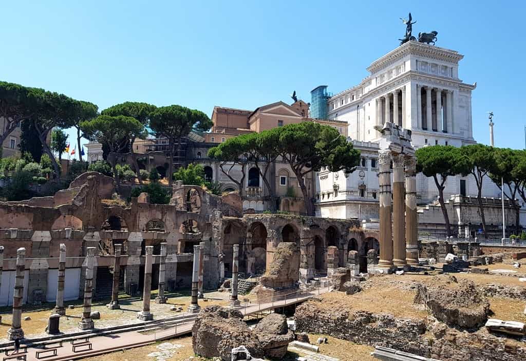 The view of the Altar of the Fatherland from the Roman Forum