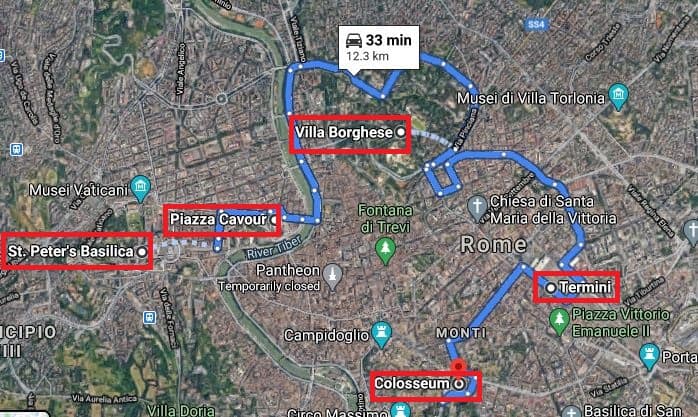 The portion of the Hop on hop off Rome sightseeing tour that I did