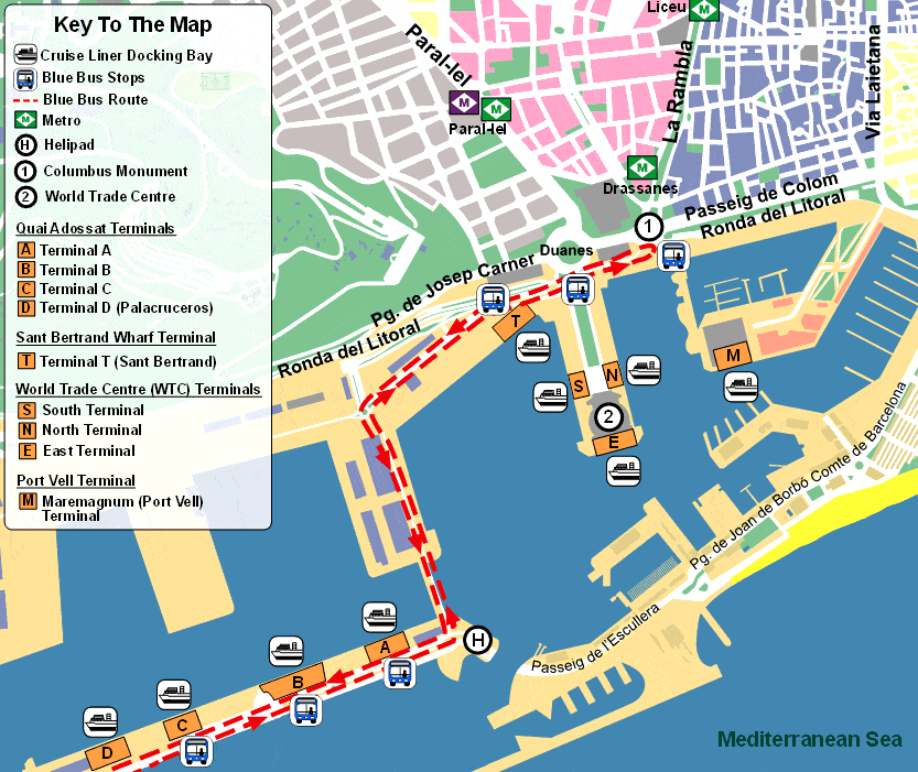 Barcelona cruise port map