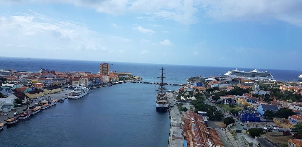 Curacao cruise port, view from Queen Juliana Bridge.