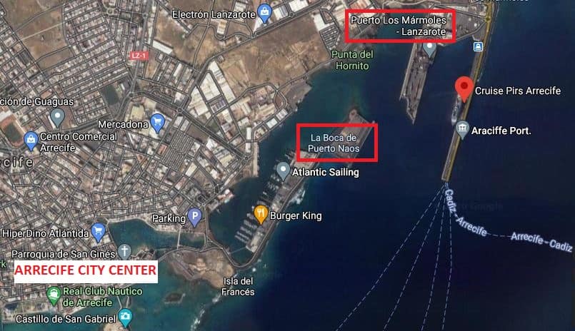 Lanzarote cruise port map. Source: google.com/maps/