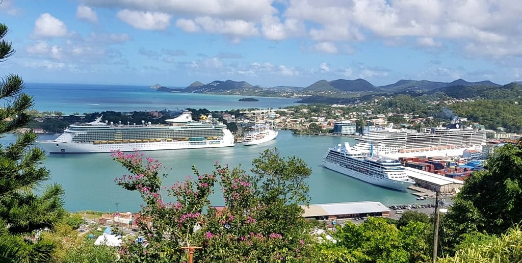 St Lucia Cruise Port, the panoramic view from the hill