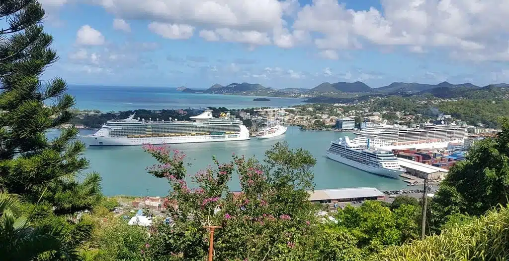 The view of St Lucia cruise port from St Mark's Colonial House