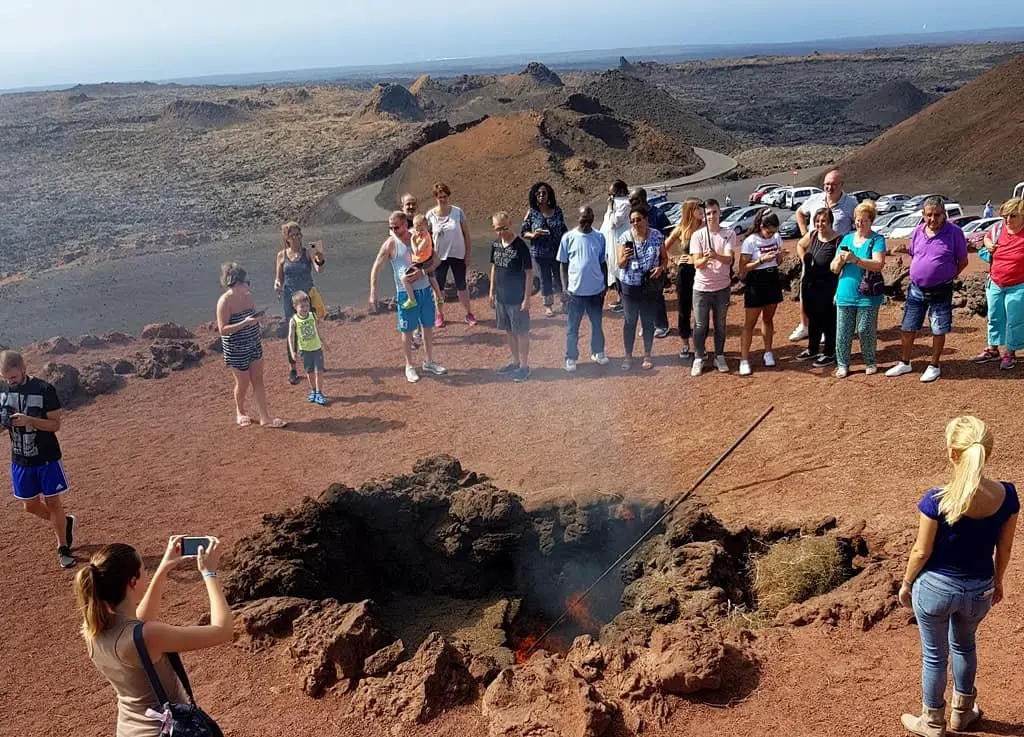 The demonstrations of fire coming out of the ground at El Diablo restaurant, Timanfaya National Park 
