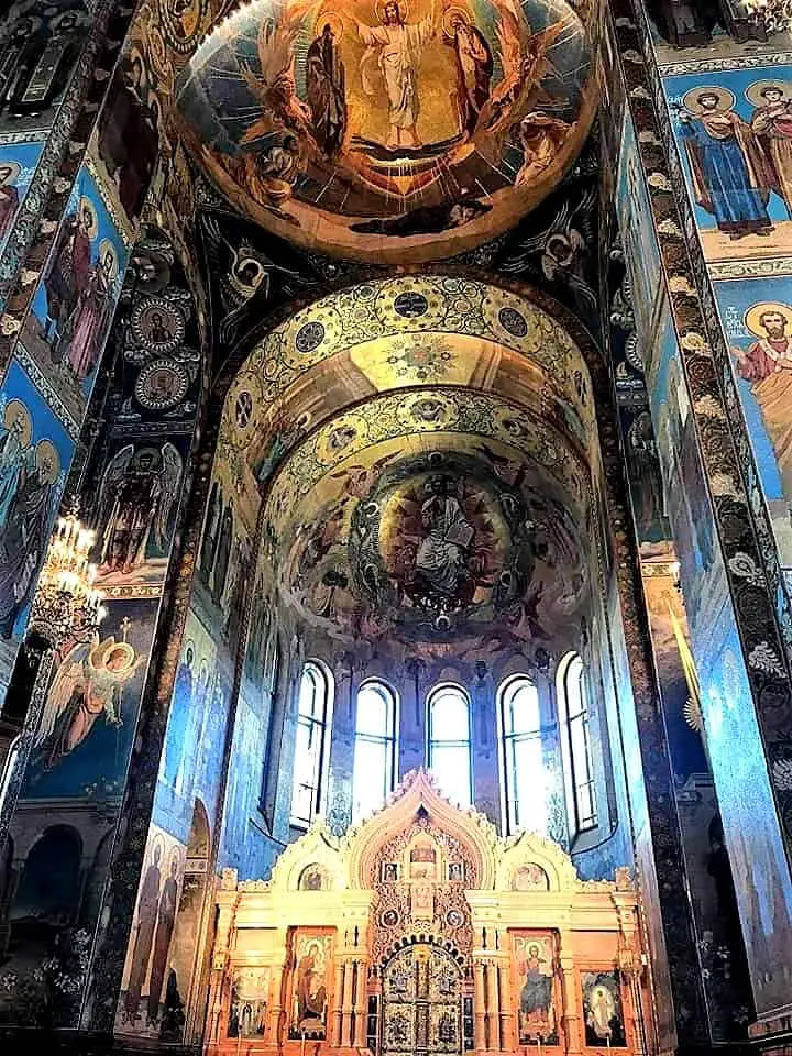The interior of the Church of the Savior on the Spilled Blood, St Petersburg