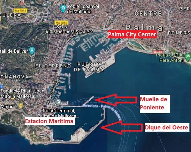 palma cruise terminal to town