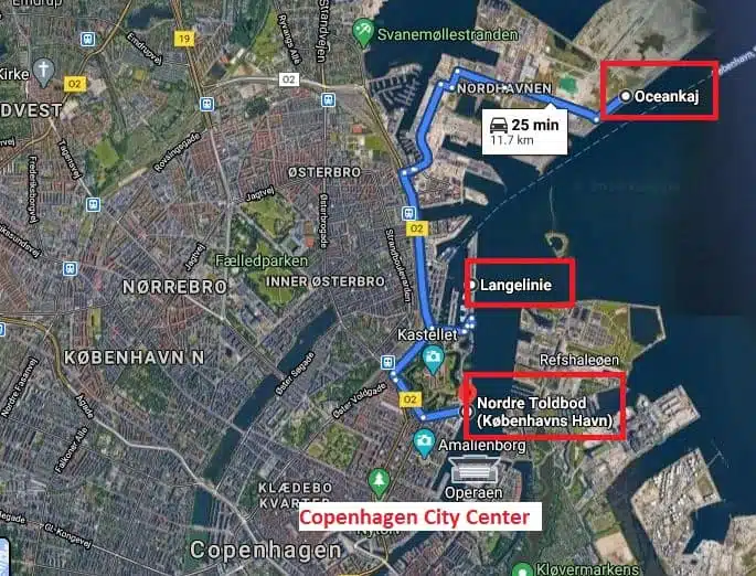 Copenhagen cruise port map