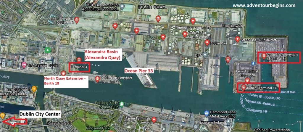 Dublin cruise port map