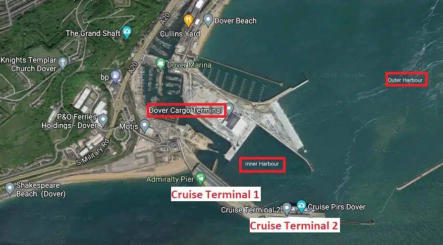 Dover England cruise port map