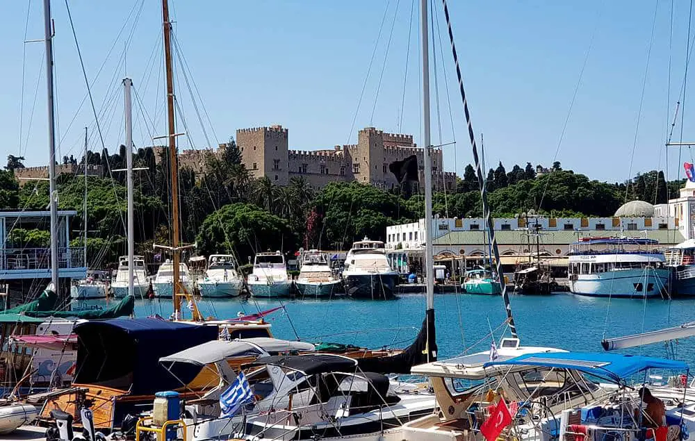 Mandraki Port - The view of the Rhodes Old Town