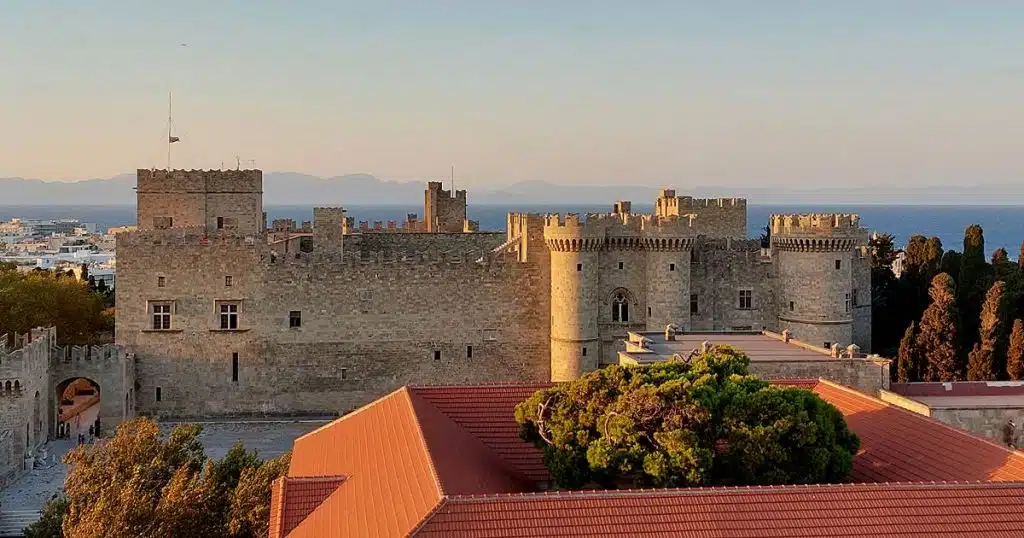 Roloi Tower Rhodes - The view of the Palace of the Grand Master of Knights