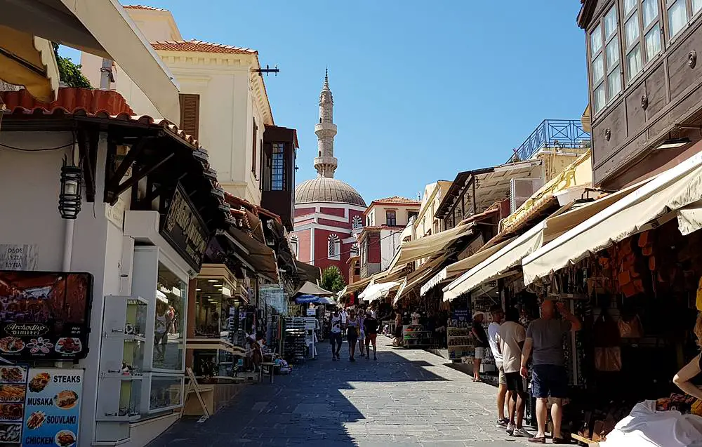 Sokratous Street and Suleymaniye Mosque in Rhodes Old Town