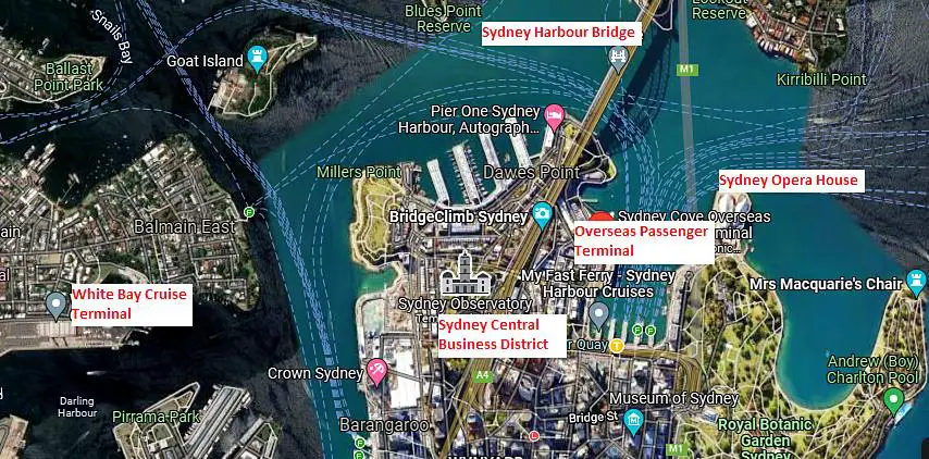 Sydney cruise ship terminal map