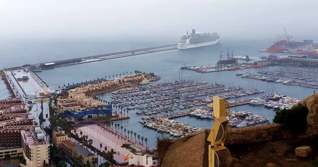 Port of Alicante (Puerto de Alicante), the view from Santa Barbara Castle. 