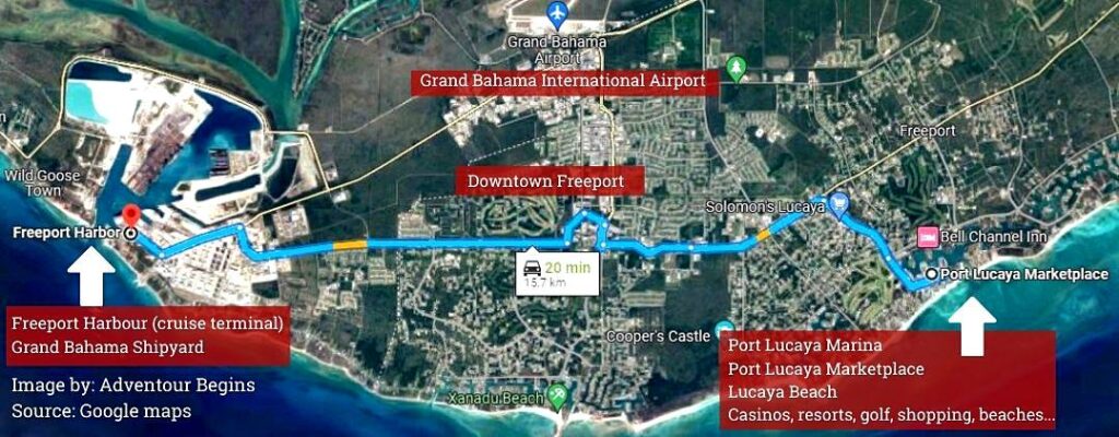 Freeport Bahamas map. 