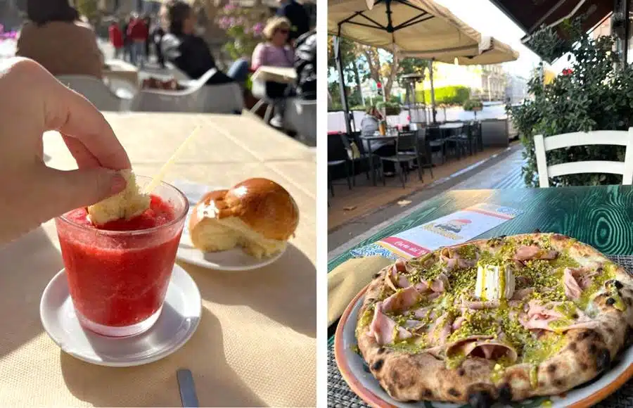 Granita and pistachio pizza in Messina