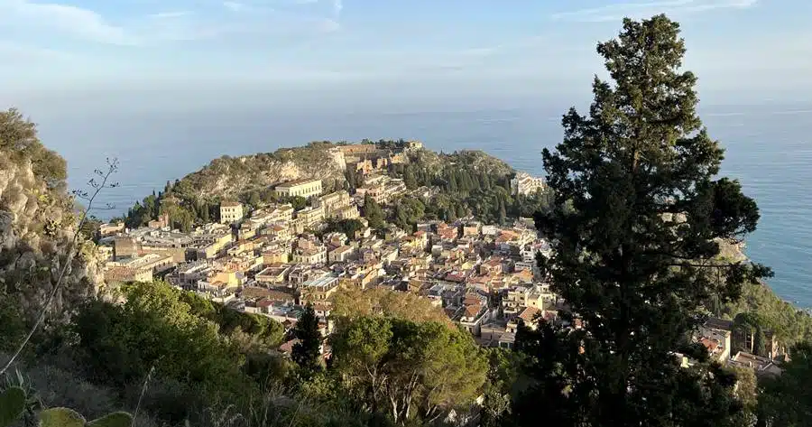 The view of Taormina from Chiesa Madonna della Rocca