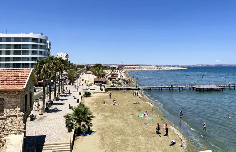 Larnaca cruise port and city panorama