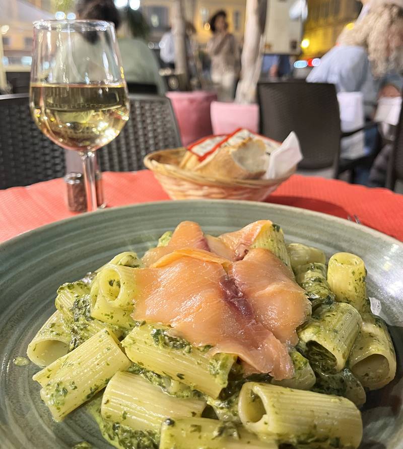 Pasta at Palace cafe in Nice