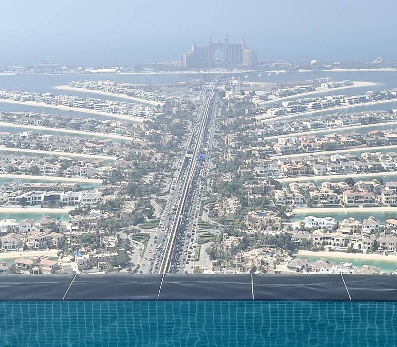 Palm Jumeirah and Atlantis view from Aura SKYPOOL